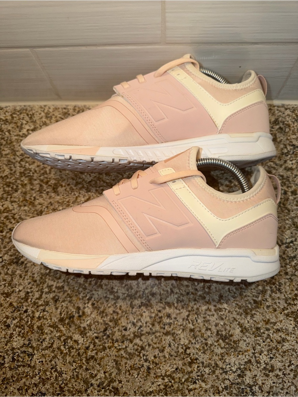 New Balance Pale Pink Slip-On Sneakers with Cream Accents